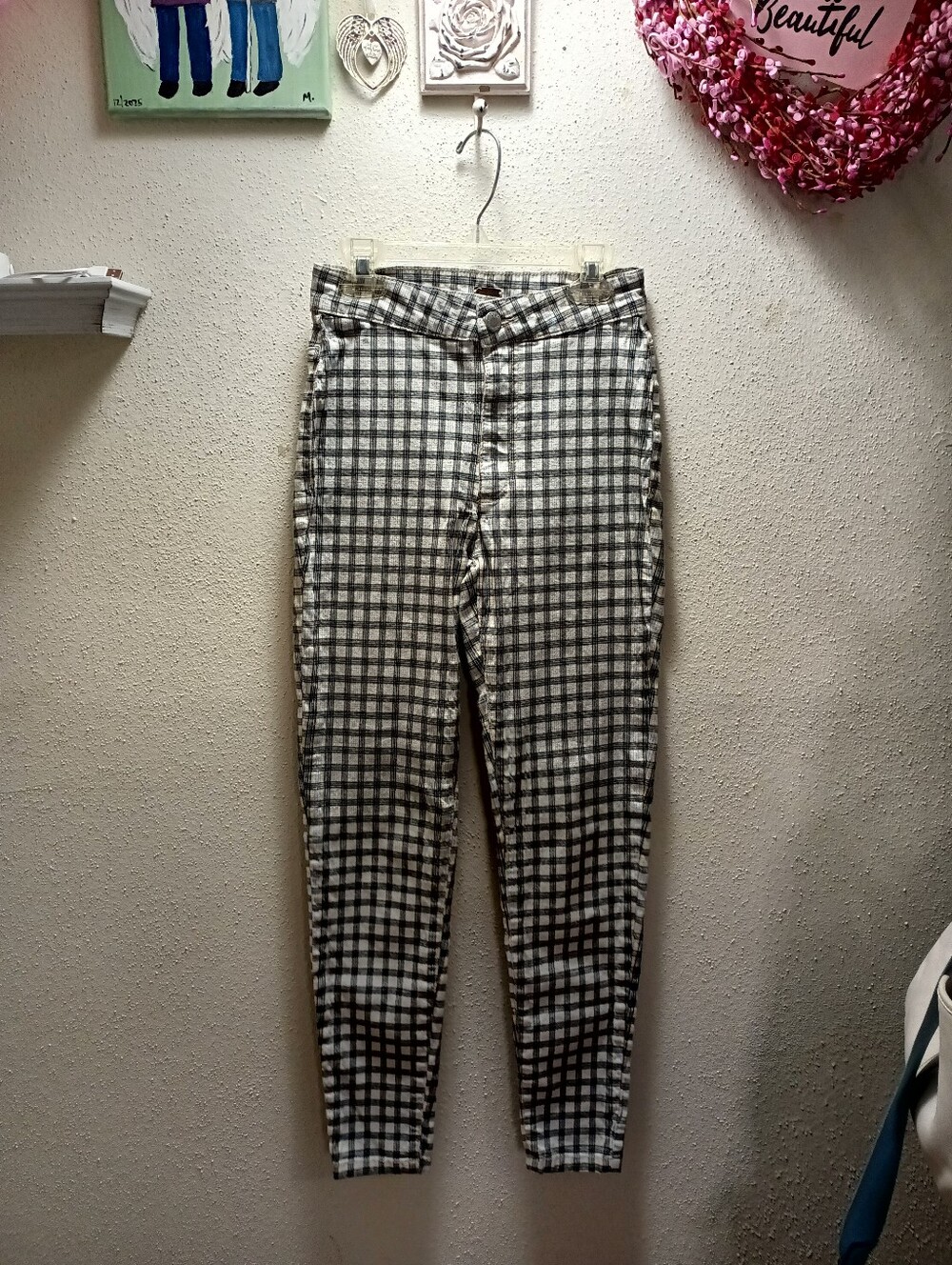 Free People Gingham Plaid Skinny Pants Size 25